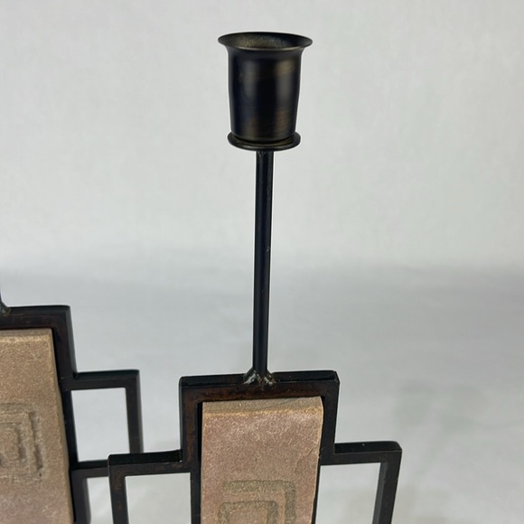 Vintage Set of Iron and Sandstone Taper Candle Holders - Picture 4 of 10